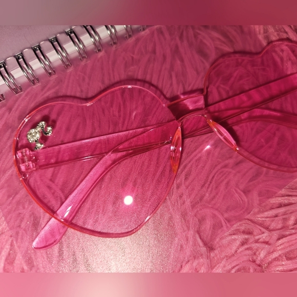spacegirlfinds Accessories - handcrafted pink heart-shaped sunglasses upcycled